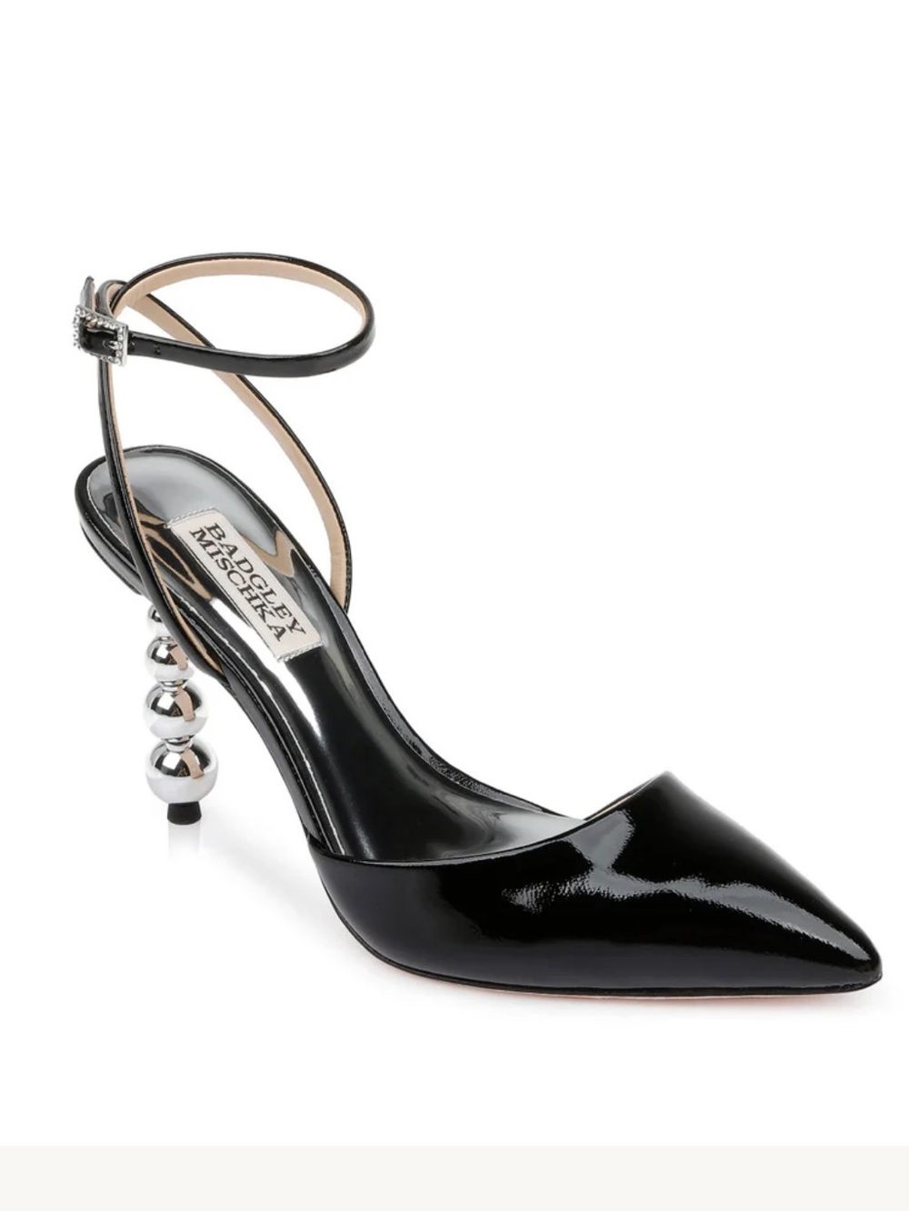 Badgley Mischka Indie II Metallic Stiletto Heels Black Silver 8.5 New in box